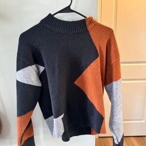 Colorblock Black, Rust & Gray Women’s Sweater